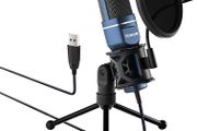 Podcast Microphone, USB Computer Microphone, Cardioid Condenser PC Mic with Tripod Stand and Pop Filter for Podcasting, Streaming, Vocal Recording, Compatible with PC &amp; Laptop, PS4/5 (FREE POSTAGE)