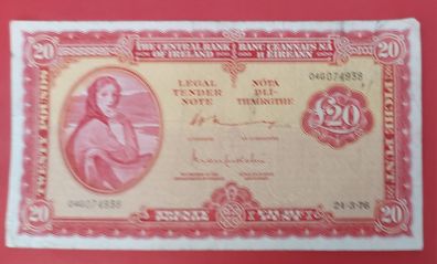 Irish 1976 Lavery Twenty pound banknote in Very Fine condition