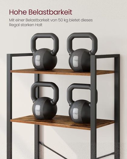 Industrial 5 Tier Bookcase Vintage Brown and Black Book Shelf Storage Shelving Unit