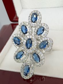 Silver Blue & White Sapphire Ring