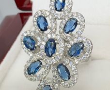 Silver Blue & White Sapphire Ring
