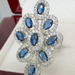 Silver Blue & White Sapphire Ring
