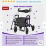 2-in-1 Foldable Rollator Walker with Seat and Pneumatic Tires for All Terrain-Purple Image 6
