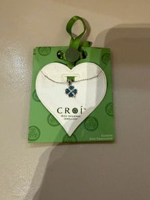 Croi green Swarovski Crystal clover necklace