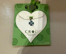 Croi green Swarovski Crystal clover necklace