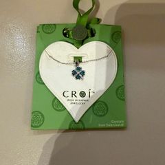 Croi green Swarovski Crystal clover necklace