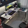 L Shaped Gaming Desk 150 x 120 cm, Ergonomic Computer Corner Gaming Desk, Large PC Writing Table with Monitor Stand, Stable Metal Legs Gamer Workstation for Home Office Image 5