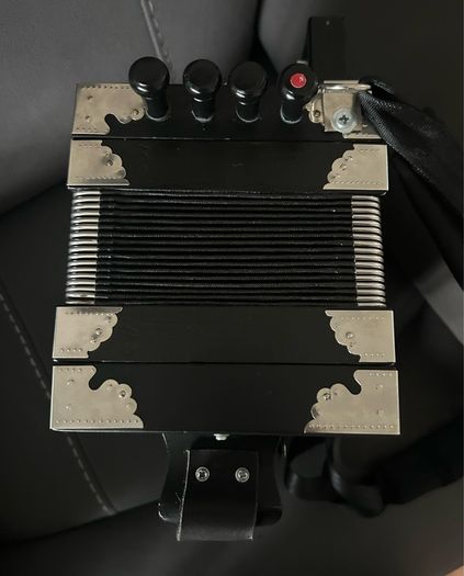 Ariette Button Accordion, Black with Red Bellows