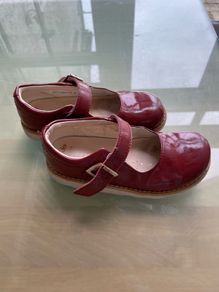 Clarkes wine patent shoes