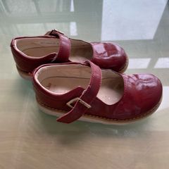 Clarkes wine patent shoes