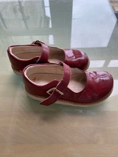 Clarkes wine patent shoes