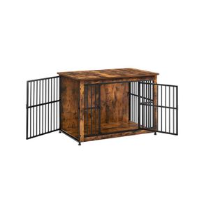 Dog cage up to 32 kg with 2 doors Dog Crate Dog Cage Furniture, Side Table, Dog Box, Modern Indoor Dog Kennel for Dogs up to 32 kg, Heavy Duty, Closed Base, Dog House, 2 Doo