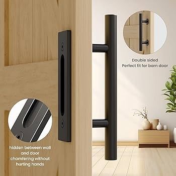 30CM Sliding Door Handle Double Sided Barn Door Handle Embedded Invisible Alloy Steel Frosted Black