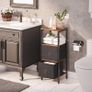 Slim Bathroom Storage Cabinet, Narrow Corner Storage Cabinet Unit for Small Spaces, Small Corner Shelf Unit with 2 Fabric Drawers, Black Bathroom Cabinet, Rustic Brown and Black Image 2