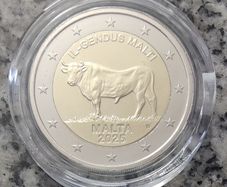 Malta 2 Euro Base Metals Uncirculated Coin 2025 - The Maltese Ox - Maltese Native Species