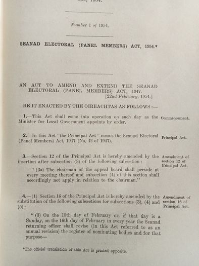 The acts of the Oireachtas passed in the year 1954