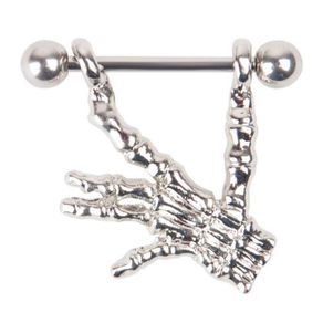 Skeleton Hand Shield Nipple Bar
