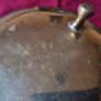 Vintage Solid Brass Art Deco Engraved With Decorations Footed Medium Size Tea Pot With Lid And Wooden Handle Made In India Image 10