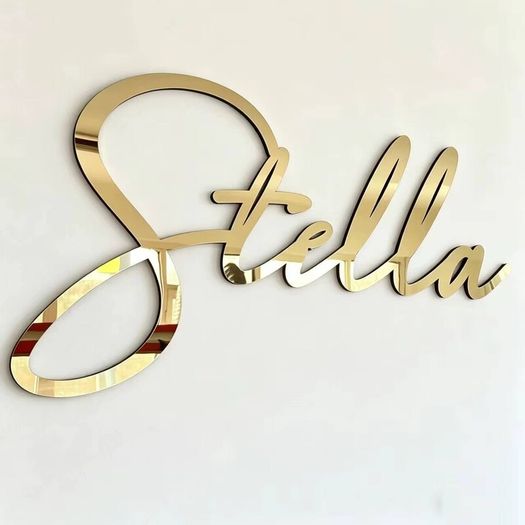 Mirror Gold Acrylic Logo Lettering - Custom Cut Wall Sign, Any Logo or Name