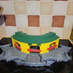 Toy Train Playset Structure, Turntable and Engine Shed Section