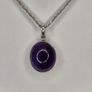 Vintage Sterling Silver Amethyst Cabochon Pendant Rope Chain Necklace 925 Italy Image 2
