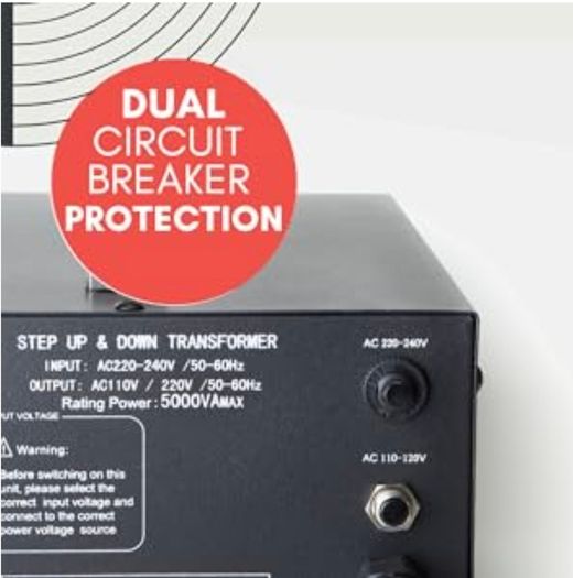 ELC 5000W Voltage 110V/220V Transformer - Step Up/Down - Circuit Breaker Protection