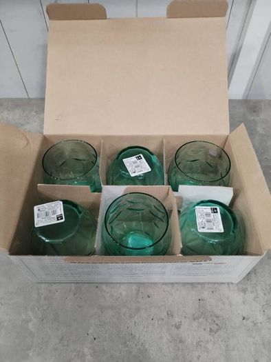 New boxed Set 6 Glasses. Cool Green
