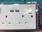 Double Socket with USB White