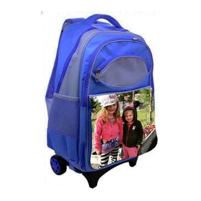 Personalised kids travel bag Blue with your own picture or photo / back to school stationery