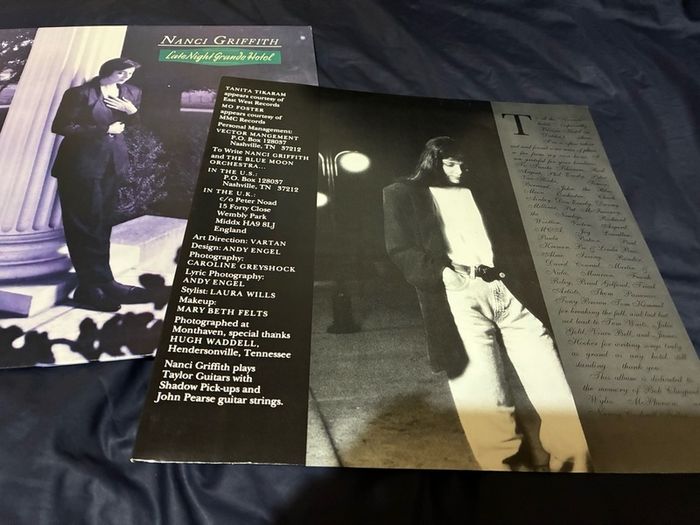 A Nanci Griffith record collection.