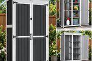 Garden Tool Shed Outdoor Storage Cabinet with Removable Shelves with Asphalt Roof