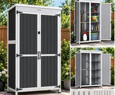 Garden Tool Shed Outdoor Storage Cabinet with Removable Shelves with Asphalt Roof