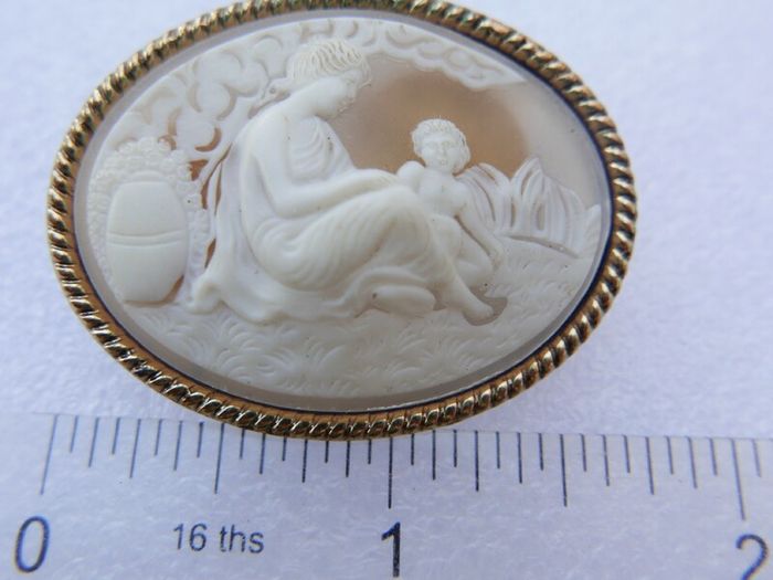Vintage Shell Cameo Brooch Cameo Ivory Scarf Clip