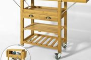 Kitchen Trolley With Expandable Work Surface Bamboo