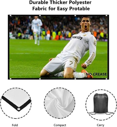 FREE EXPRESS SHIPPING Projector Screen 100 Inch, Portable Projector Screen with 16:9 HD 4K Screen for School Home Theatre Cinema Office, Foldable Projector Screen - 227cm(W) X 130cm(H) Matte White Widescreen (110)