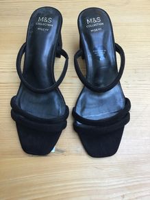 Black suede sandals - M&S Collection - size 4 1/2 wide - brand new tagged