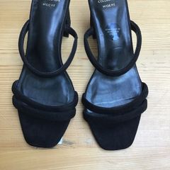 Black suede sandals - M&S Collection - size 4 1/2 wide - brand new tagged