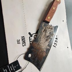 Wild and Bold: Black Blade Cleaver Knife with Buffalo Engraving By Di'Casteel