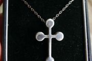 Vintage Sterling Silver 925 Heraldic Cross Pendant Necklace 5,6g length 16"