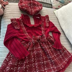 baby girl dress and beret