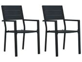 Garden Chairs 2 pcs Black HDPE Wood Look