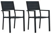 Garden Chairs 2 pcs Black HDPE Wood Look