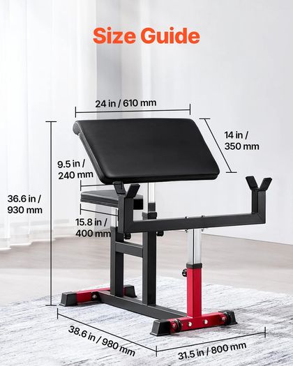 Preacher Curl Bench, Strength Training Biceps Machine, Max load 440 LBS Home Gym Equipment, Seated Arm Isolated Barbell Dumbbell Bicep Station