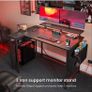 L Shaped Gaming Desk with LED Lights & Power Outlets, 120x80cm Corner Computer Table with Storage Bag & Adjustable Shelves & Large Monitor Stand, Home Office Study Workstation, Carbon Black Image 4