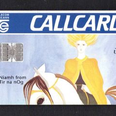 1996 Ireland 10 unit Niamh from Tir na nOg from The Irish Mythology definitive set (Schlumberger) Call Card Mint used. Telecom Eireann card number 1068.
