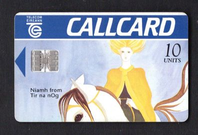 1996 Ireland 10 unit Niamh from Tir na nOg from The Irish Mythology definitive set (Schlumberger) Call Card Mint used. Telecom Eireann card number 1068.