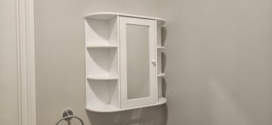 Bathroom storage unit, shelf/shelves with mirror