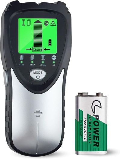 Stud Detector, Wall Scanner,5-in-1 Stud Detector for Wood, AC Wire, Metal Studs, Cables, Joists, with LCD Display(Green Screen)