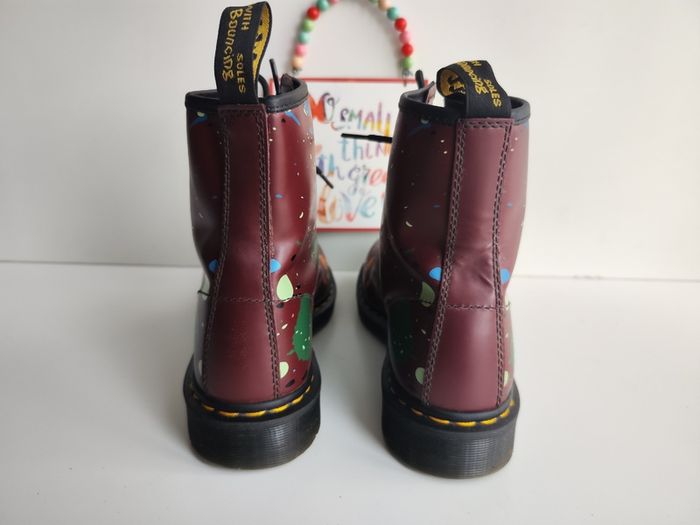 Dr Martens 1460 Pascal splash paint splatter 8 hole red boots UK6.5 EU40 US8.5