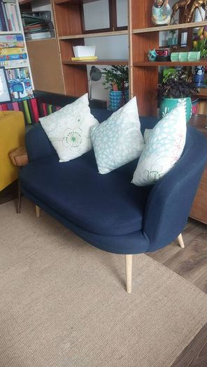 Fabulous Neat and Sturdy Two Seater Sofa on Wooden Legs in Excellent Condition